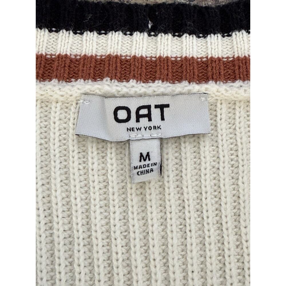 Oat New York Cardigan Women’s Sz M Varsity Style Open Front Cotton Blend - Picture 4 of 8